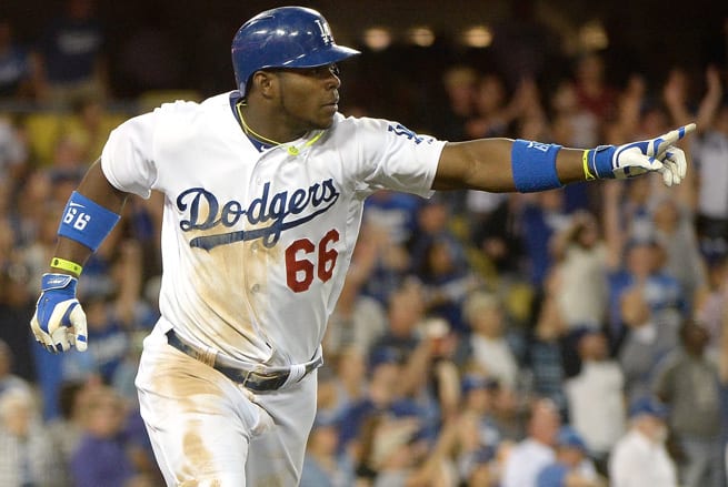 After a slow start to the year, Yasiel Puig has a .326 batting average to go with seven home runs.